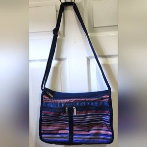 LeSportsac nylon 5 zipper colorful stripes purse cross body